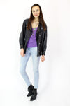Draped Leather Jacket M