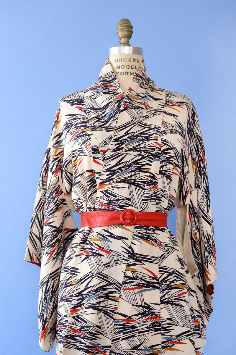 Midcentury Abstract Kimono S-L