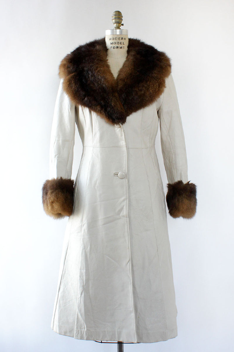 White Leather Penny Lane Coat S/M
