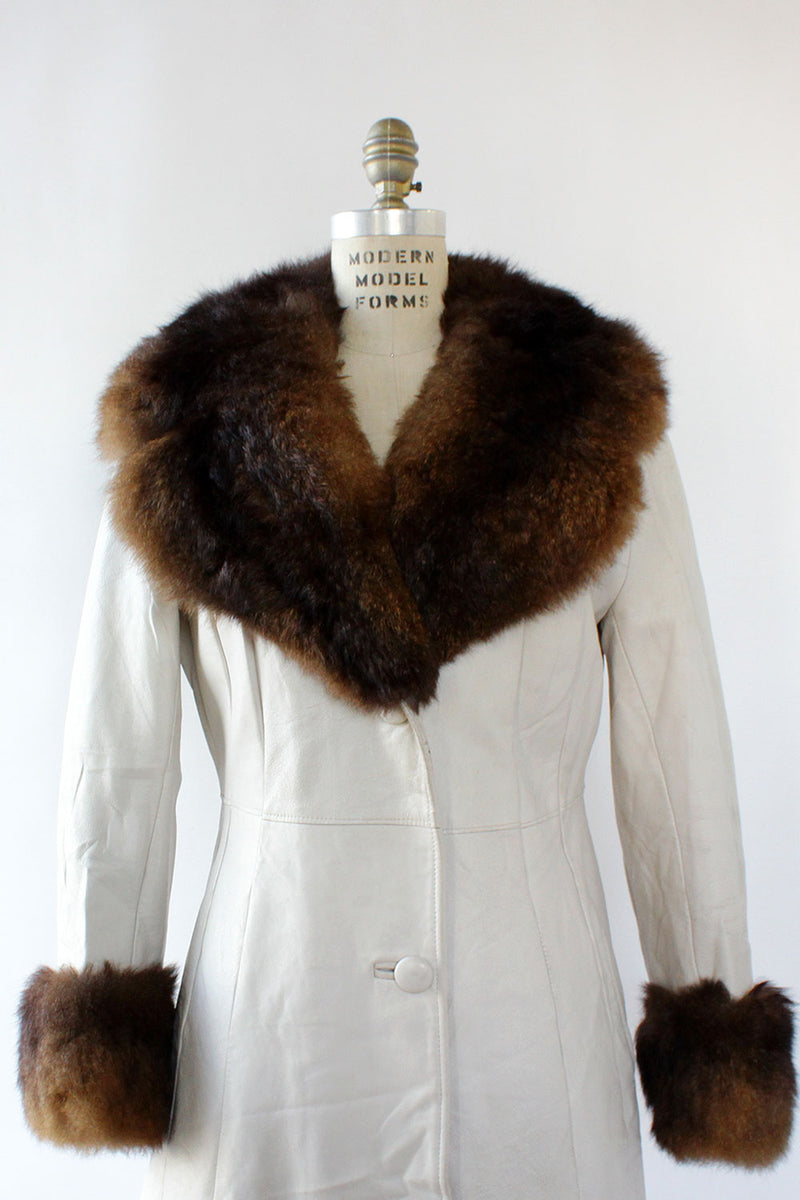 White Leather Penny Lane Coat S/M
