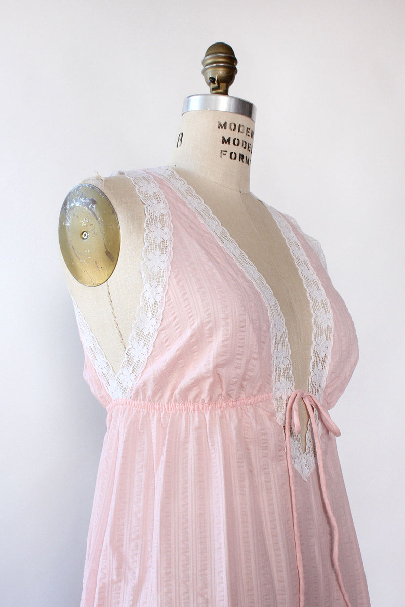 Blush Seersucker Nightgown S/M Petite