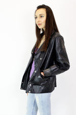 Draped Leather Jacket M