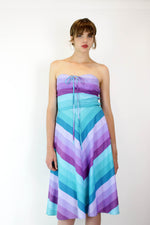 70s Ombre Striped Sundress M