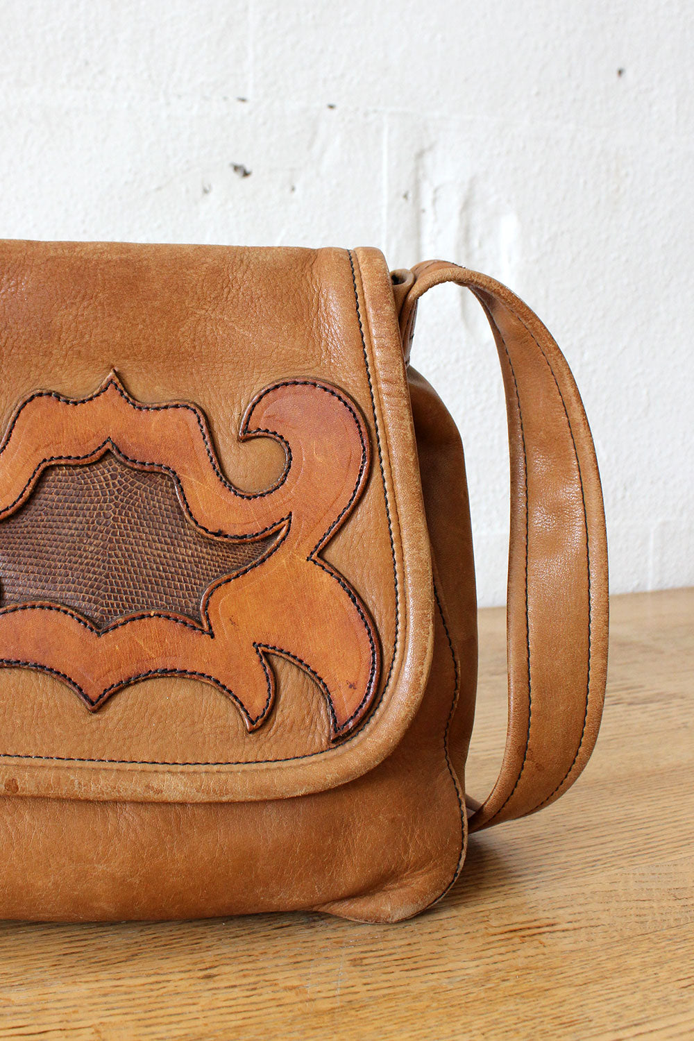 Pecan Leather Saddle Bag