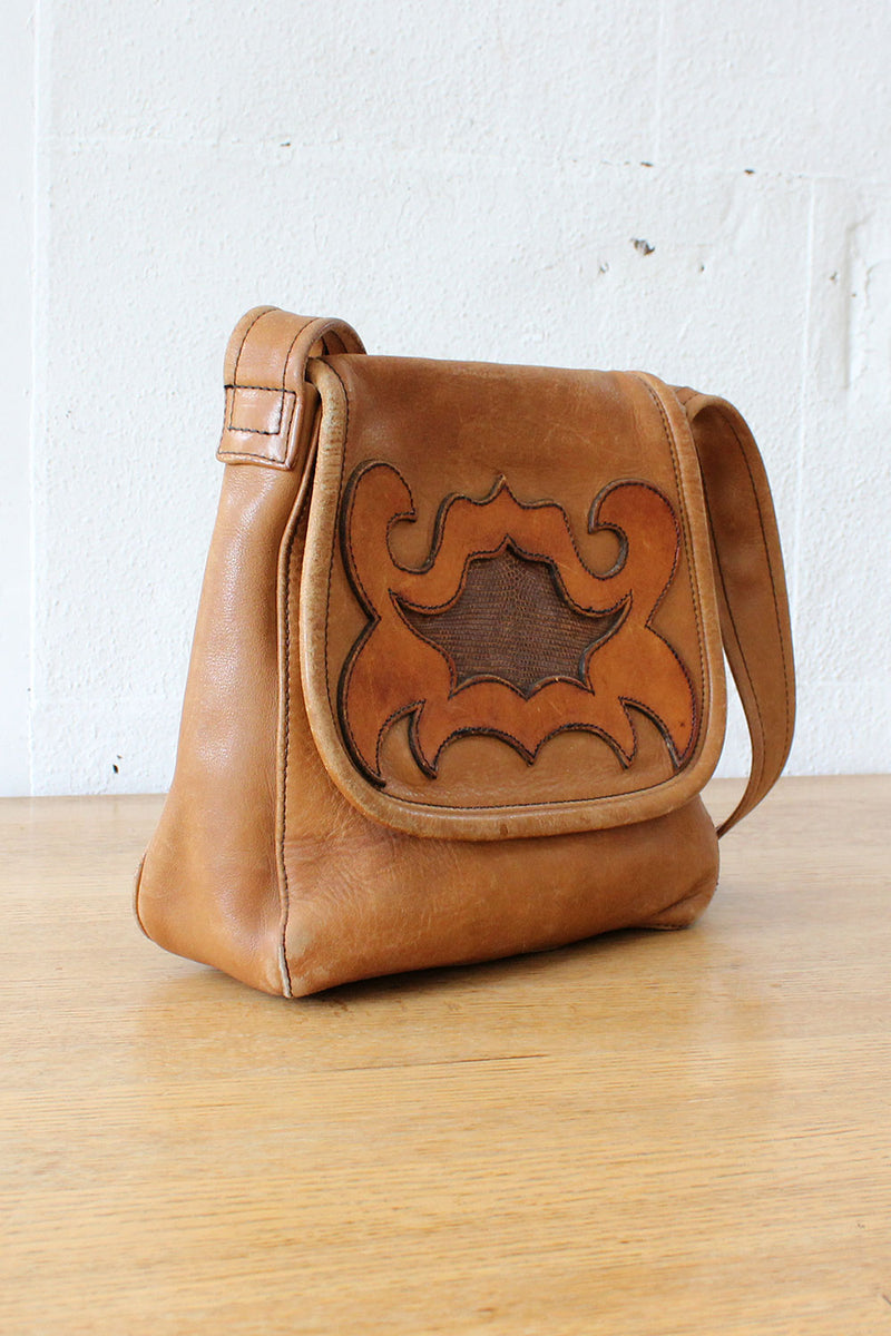 Pecan Leather Saddle Bag