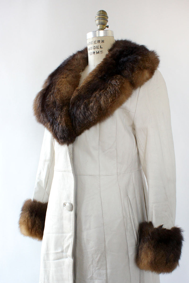 White Leather Penny Lane Coat S/M