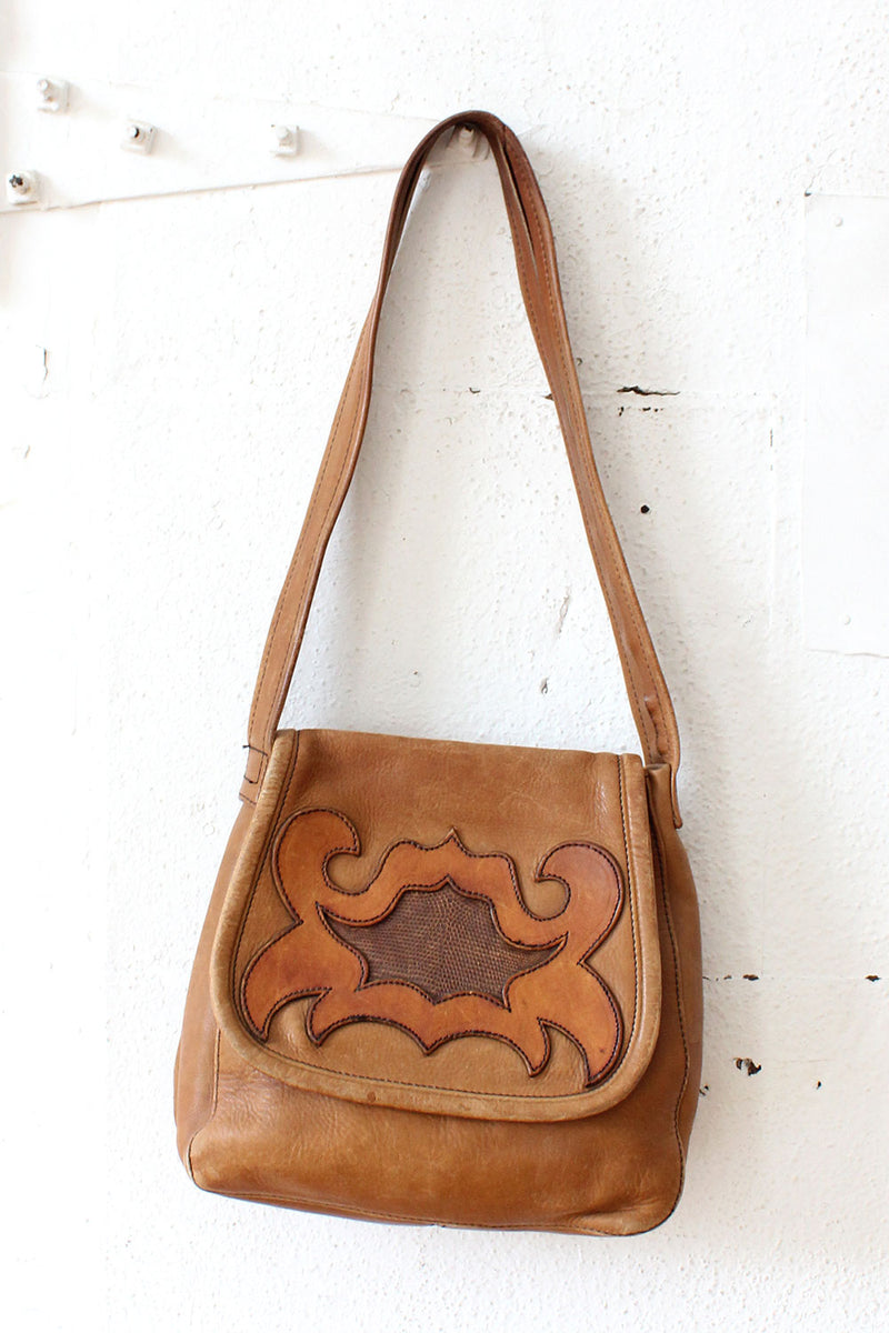 Pecan Leather Saddle Bag