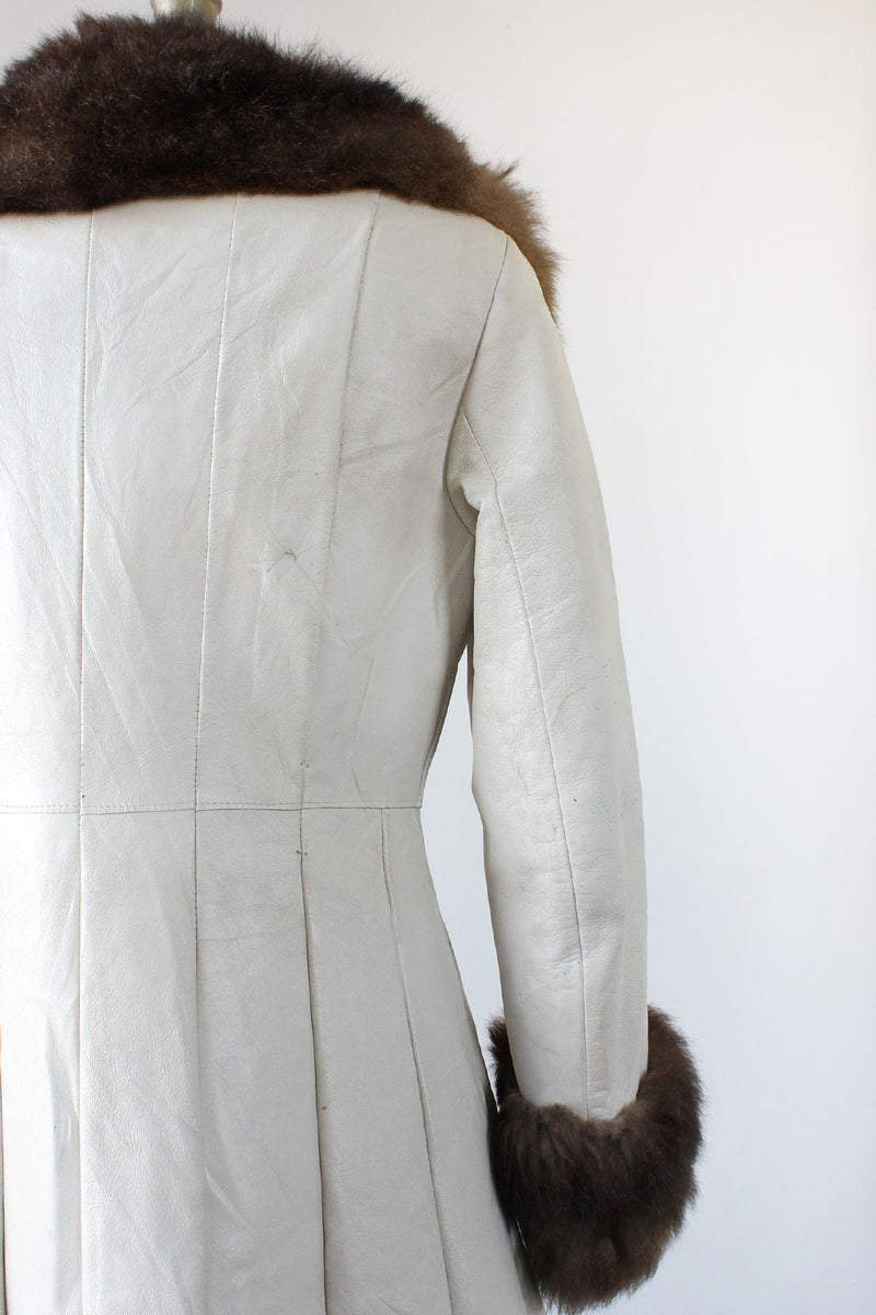 White Leather Penny Lane Coat S/M
