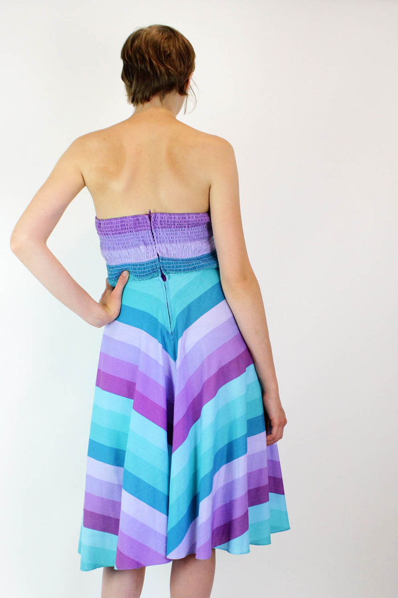 70s Ombre Striped Sundress M