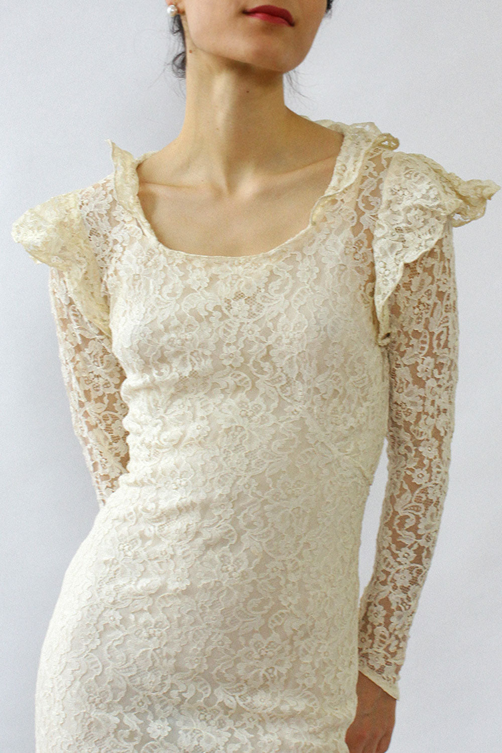 1930s Ivory Lace Gown XS