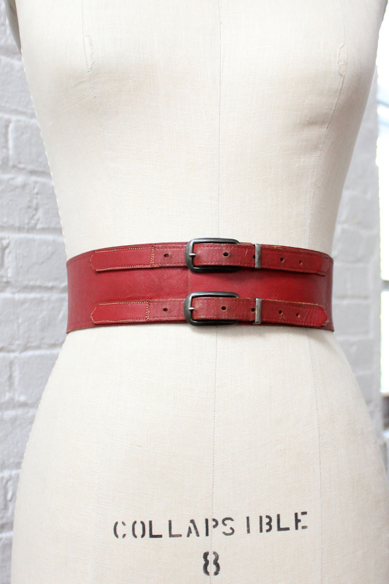 Red Leather Harness Belt