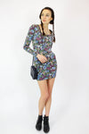 90s Floral Bodycon Mini Dress S