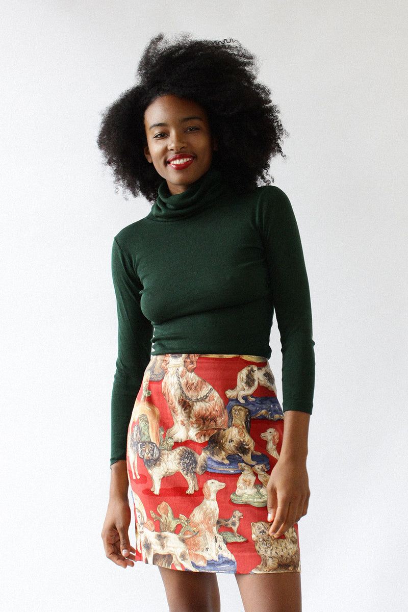 Fancy Dog Print Skirt M