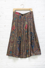 Regal Olive Paisley Skirt M/L