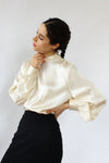 Ivory Silk Satin Blouse M