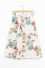 Cream Floral 70s Wrap Skirt