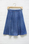 70s Denim Flare Skirt S