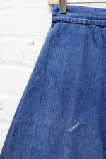 70s Denim Flare Skirt S