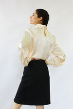 Ivory Silk Satin Blouse M