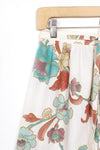 Cream Floral 70s Wrap Skirt
