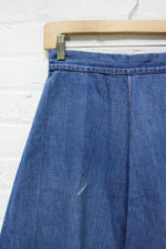 70s Denim Flare Skirt S