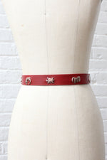 Animal Medallion Red Leather Belt