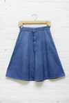70s Denim Flare Skirt S