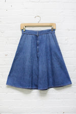 70s Denim Flare Skirt S