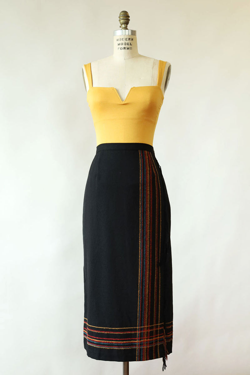 Black Fringe Blanket Skirt M/L
