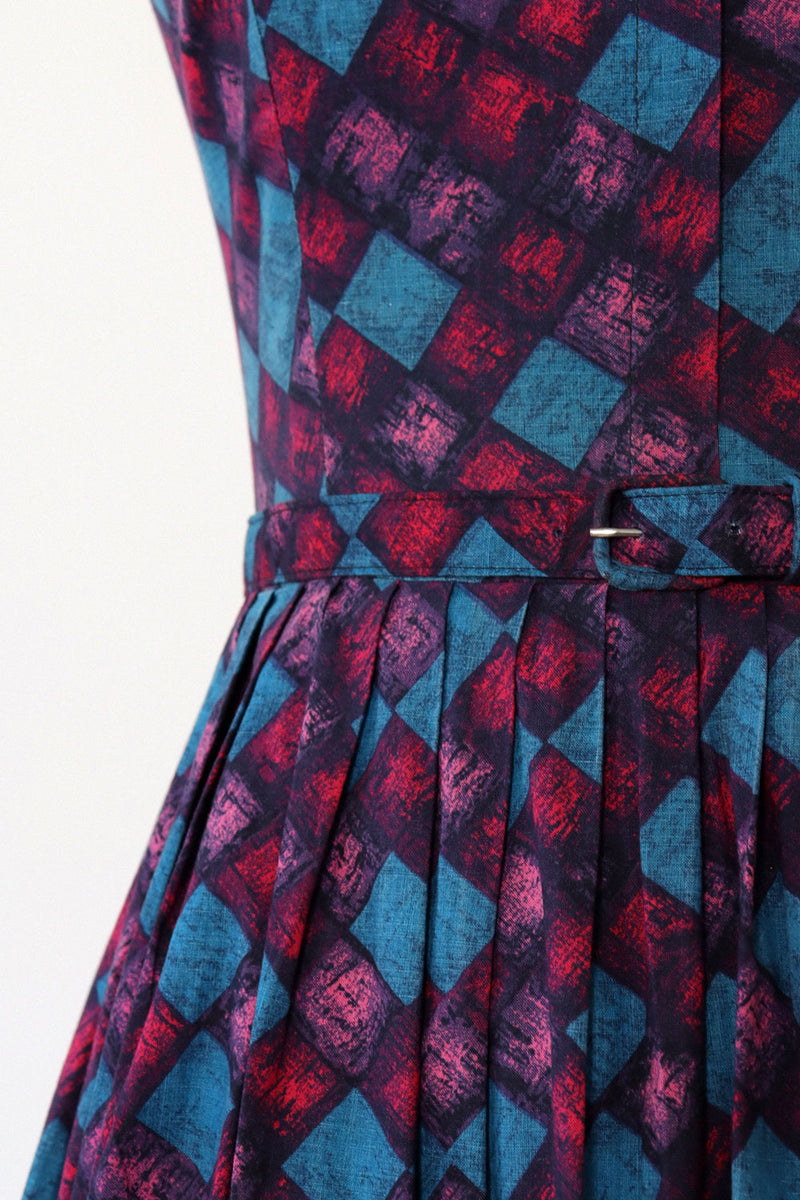 Berry Plaid Cotton Dress Bolero Set S/M