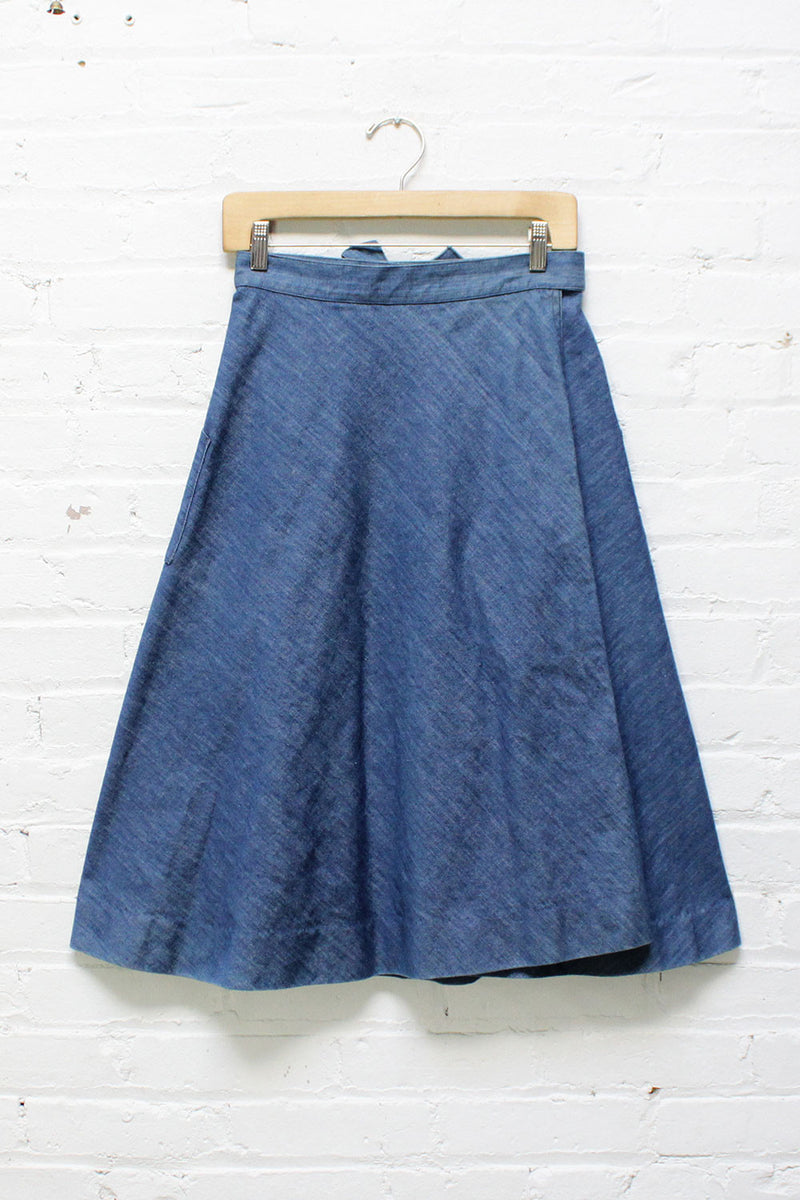 70s Denim Wrap Skirt