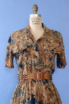 Mixed Nature Print Flare Dress S-S/M