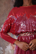 Zaira Merlot Sequined Silk Set XS-M