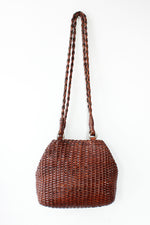 Woven Mahogany Leather Bag