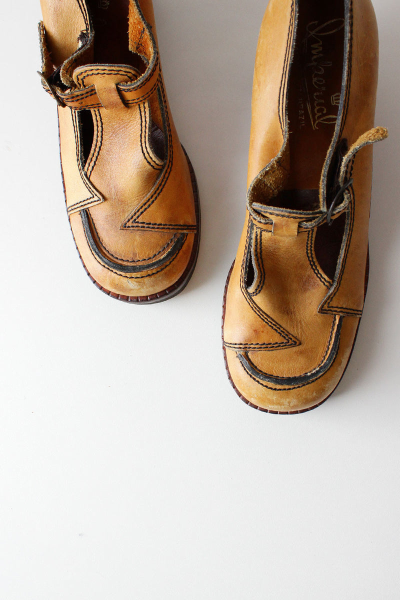 Ashbury Leather Wooden Wedges 8