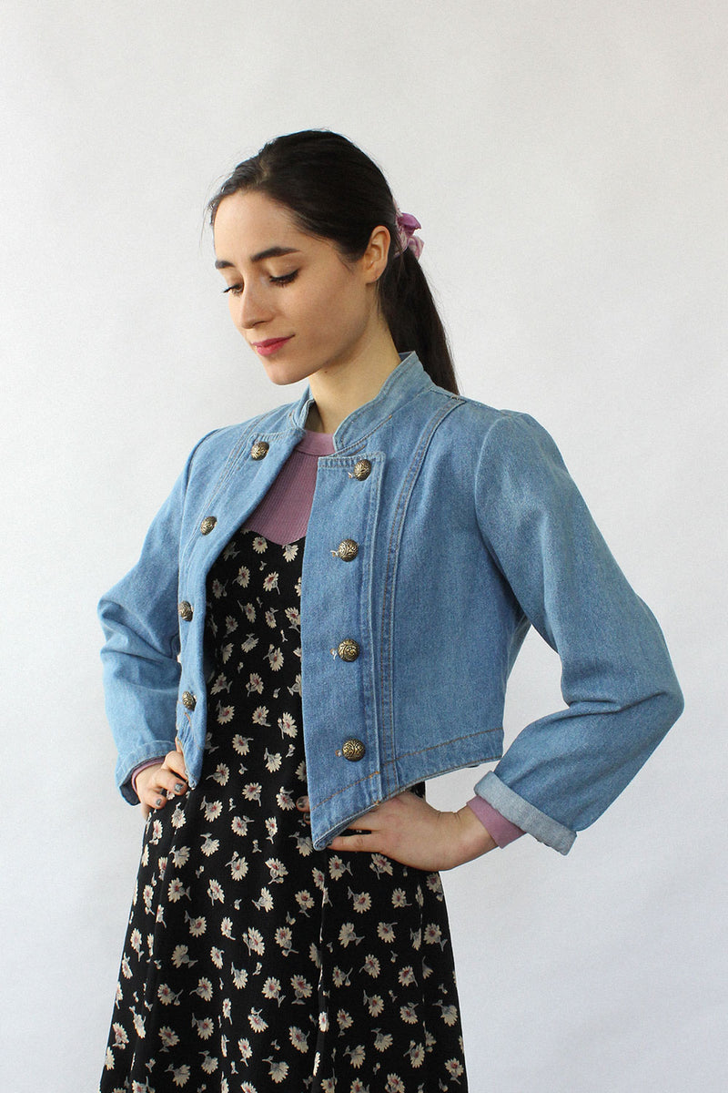 Denim Cropped Band Jacket XS/S