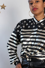 Stars-n-Stripes Metallic Button Down M/L