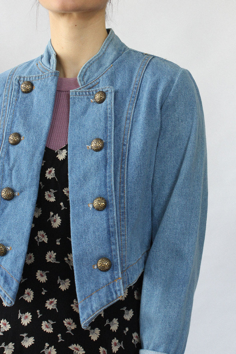 Denim Cropped Band Jacket XS/S