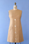 Café Tan Linen Shift Dress S