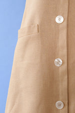 Café Tan Linen Shift Dress S