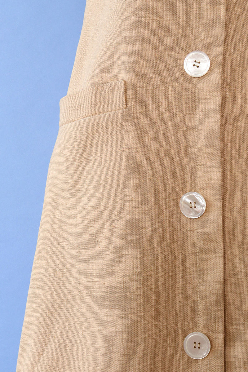 Café Tan Linen Shift Dress S