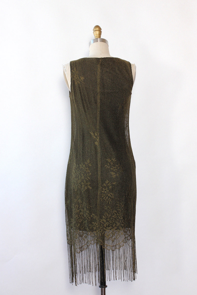 Olive Crochet Fringe Dress XS/S
