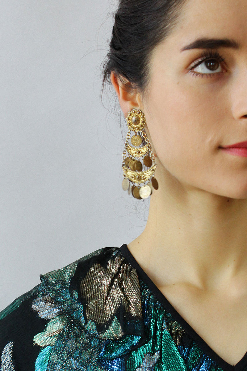 Grecian Coin Chandelier Earrings