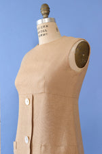 Café Tan Linen Shift Dress S