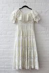 Cream Lace Peasant Dress S