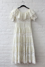 Cream Lace Peasant Dress S