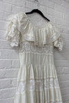 Cream Lace Peasant Dress S