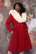 Cranberry Bouclé Princess Coat M