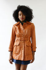 Saffron Leather Car Coat M