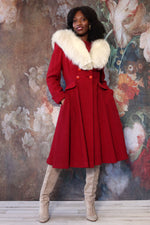 Cranberry Bouclé Princess Coat M